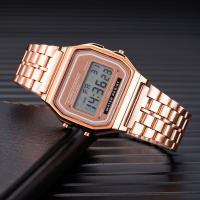 Reloj Digital De Lujo Para Hombre En Acero Inoxidable Dorado Y Plateado Estilo Business Moda Reloj Electrónico Resistente Al Choque - details 3