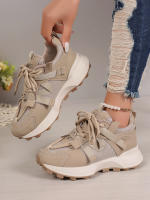 Nuevas Zapatillas De Mujer 2024 Cómodas Y Transpirables Con Cordones Plataforma Baja Para Exterior Casual Colorido Mesh - details 14