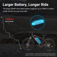 Bicicleta Eléctrica Tipo Moped Eleglide M2 de 27" 250W Motor 36V 15Ah Batería 125km Alcance Máximo Frenos de Disco Hidráulicos Pantalla LCD Inteligente Aplicación Inteligente, Suspensión Premium con Bloqueo, 24 Marchas - Negro - details 4