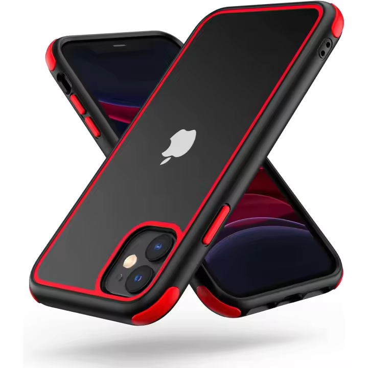 Compatible con iPhone 11, Funda Híbrida Ultrafina, TPU Suave a Prueba de Golpes - Negro Rojo - 1