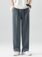 Nuevos Pantalones Casuales Para Hombre Verano 2023 Poliéster Transpirable Moda Coreana Cintura Semi-Ancha Pierna Recta Suelta - details 8