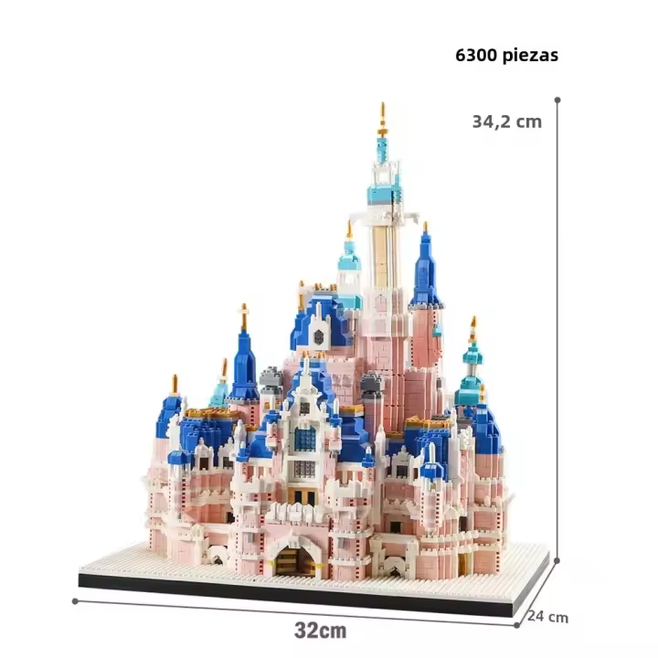 Kit De Modelos De Torreón Rosa Para Adultos Y Niñas Microbloques De Construcción Para Juegos Educativos Y Arquitectura De Castillos - 1