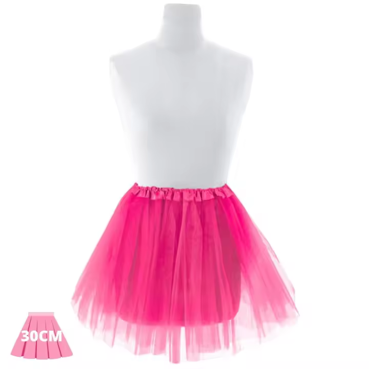 Festëën® Falda elástica fucsia - Tutú  Talla adulto (40cm) e infantil (30cm)  Complemento fiesta, carnaval, halloween - Festëën® - 1