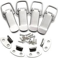 Allecto - RVS Spanningsluiting - 4 stuks - Veerbelast - Zilver - Gereedschapskist - Kist clamp dop lock - Tuimelvergrendeling - Roestvrijstalen lade - Geschikt voor kast - details 6