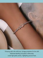Bamoer Pulsera Básica De Amor Infinito En Plata 925 Para Mujer Enchufa Platinada Regalo De San Valentín SCB260 Estilo Clásico Geométrico - details 6