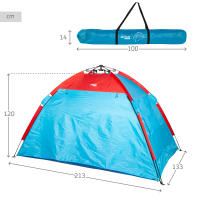 AKTIVE Paravientos playa, 213x133x120 cm, Tejido poliéster 170T, Columna de agua 300 mm, Peso tienda 2 kg, Tienda campaña montaje rápido, Cortavientos playa, Carpa de playa, Tienda de campaña 4 personas - details 3