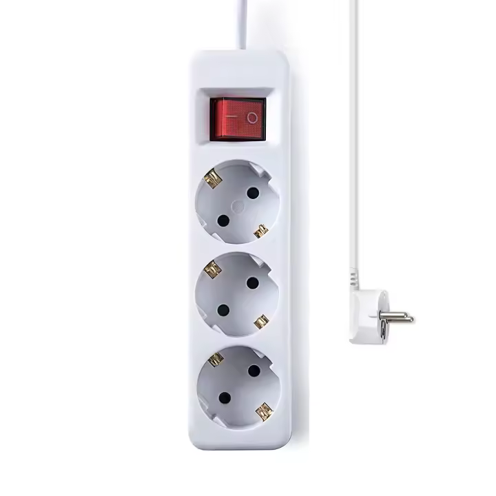 CABLEPELADO Base de Enchufe 3 Tomas, Regleta alargador de 3 enchufes, Enchufes con Interruptor de Encendido, Soporta hasta 3680W, Protección Infantil, Cable de 1.50 Metros, 3 Tomas de Enchufe - 1