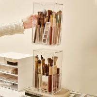 Porta-Pinceles De Acrílico Organizador De Cosméticos Con Slots Ajustables Para Escritorio Y Vanidad Caja De Almacenamiento Con Tapa De Inclinación - details 3