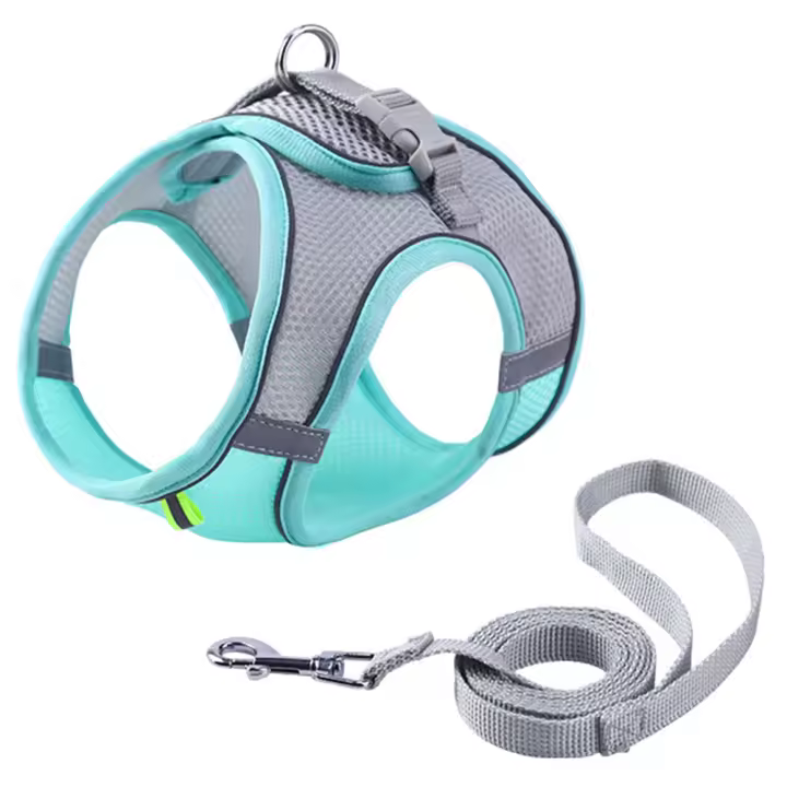 Juego De Correa Y Arnes Para Gato De Tela Malla Suave Ajustable Con Cinturones Reflectantes Para Pequeños Y Grandes Gatos Vestido De Caminar Con Correa - 1