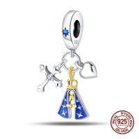 Encanto De Cruz Corona Virgen María En Plata De Ley 925 Para Pulseras Pandora Joyería Fina Para Mujer Regalo Irregular - details 0