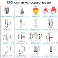 Set de Accesorios para Pesca de 263 piezas Caja de Aparejos con Pinzas, Anzuelos, Pesas, Deslizamientos Deportes y Exteriores - details 6