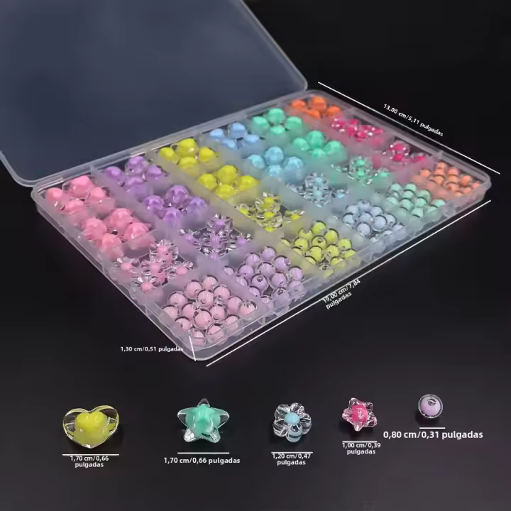 Kit De Bolas De Cabello En Forma De Corazón Y Estrella Acrílicas Para DIY Joyería Hechas a Mano Colores Macarón 177 Piezas - 1