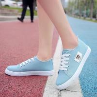 Zapatos Planos Blancos Casuales Para Mujer 2025 Primavera Nuevo Estilo Canvas Bajo-Troceado Deportivo Ligero Con Cordones - details 2