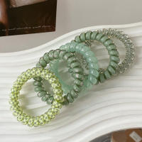 Set De 5 Scrunchies De Cordón De Teléfono Colores Gradientes Y Estampado a Cuadros Accesorios Para El Cabello Elásticos De Goma Para Mujer - details 10
