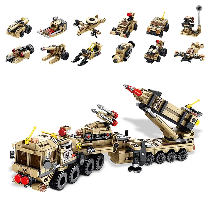 DAM. Patriot Aero Defense, vehículo lanza misiles de campo 12 en 1, con 555 piezas. Construye 12 modelos individuales con 2 formas cada uno. 35x8x15cm. - 1