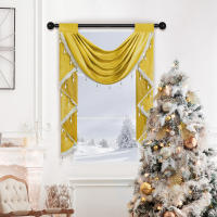 Valance Festivo De Navidad Rojo De Terciopelo Suave Con Caída Rod Pocket Para Decoración Del Hogar Y Cocina Uso Moderno Y Lujo - details 8