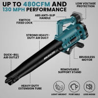 Soplador de hojas eléctrico inalámbrico, soplador de nieve con batería de 130 MPH, 480 CFM, compatible con batería Makita de 18v, soplador de mano, nuevo, Soplador de hojas sin cuerda - details 6