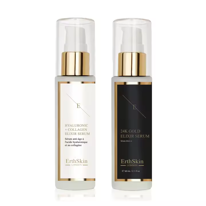 ErthSkin London SUERO ELIXIR ANTIARRUGAS ORO 24K - 60ml + Sérum de Ácido Hialurónico y Colágeno - 60ml - 1
