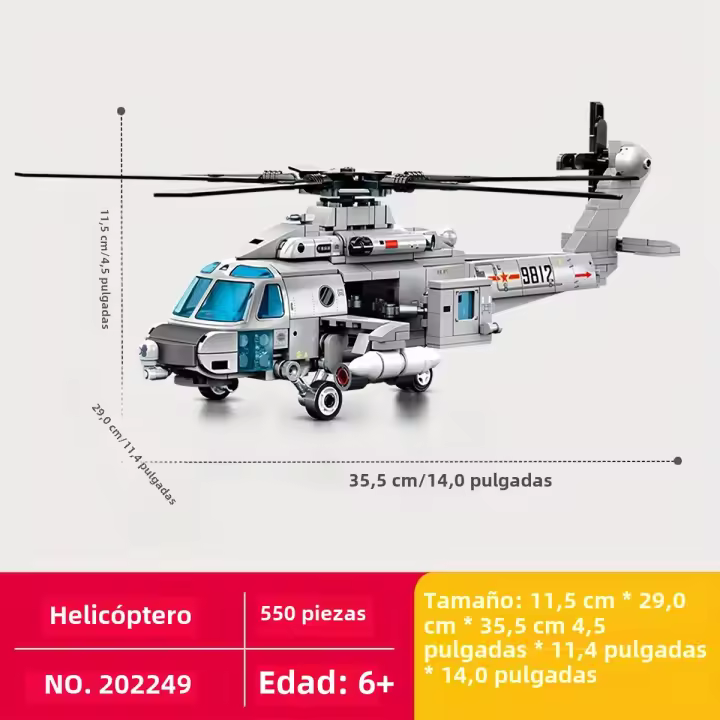 Bloques De Construcción Helicóptero Creativo 550pcs Regalo DIY Para Niños Modelos De Aviones Militares De Arma De Bloques De Montaje - 1