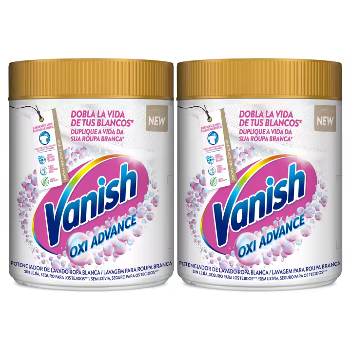 Vanish Oxi Advance Quitamanchas para la Ropa Blanca, elimina olores, potenciador de Lavado en polvo - 2x400 gr - 1