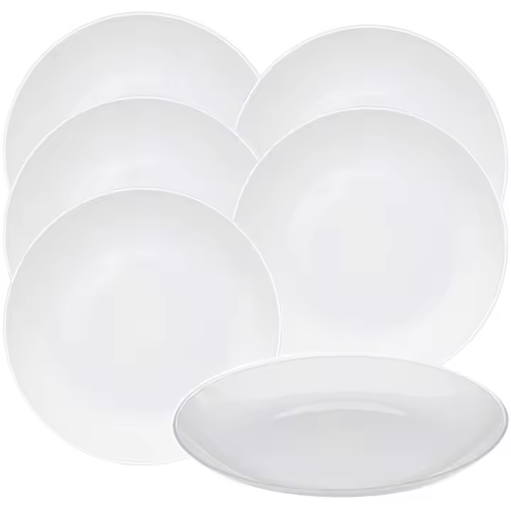 Juego de 6 Platos Blancos Irrompibles para Ensaladas, Carnes y Pescados - 1