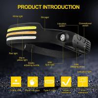 Lámpara Frontal COB LED Recargable Por USB Con Sensor Y Batería De 1200mAh Para Camping Y Pesca Luz De Mano Impermeable Con Ángulo De Haz De 180° - details 0