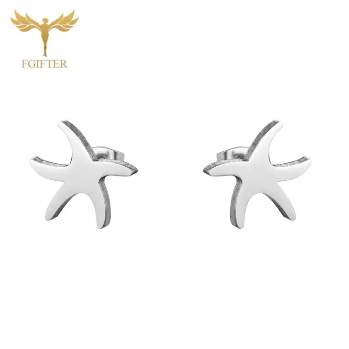 Pendientes Estrella - pendientes de acero inoxidable con forma de estrella de mar, piercing hipolergénico, regalo económico - 1