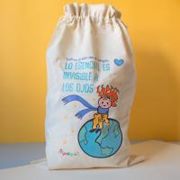 YOSIQUESE Bolsa Saco 'El Principito' | Modelo: Lo esencial es invisible a los ojos | Productos y regalos solidarios hechos por personas con discapacidad |  Algodón Orgánico 100% | 30x47 Cm - details 0