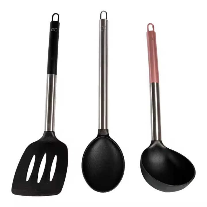 Bergner - Utensilios de Cocina de Acero Inoxidable y Nailon, Cucharón, Cazo y Espátula - 1
