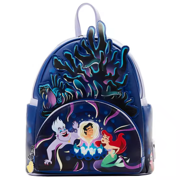 Mochila Ursula La Sirenita Disney Loungefly 26cm. Mochila ergonómica con amplio espacio. Diseño resistente y versátil para llevar tus pertenencias con estilo. - 1