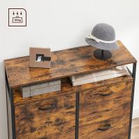 Zapatero espacioso con 4 compartimentos y estante abierto, capacidad para 12-20 pares, con separadores interiores, 98,3x30x95 cm, en marrón rústico y negro - details 4
