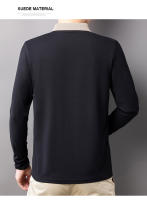 Camisa Polo Casual Para Hombres Con Rayas Y Cuadros Manga Larga Estilo Solido Moda Top De Cuello Redondo Material De Algodón - details 15