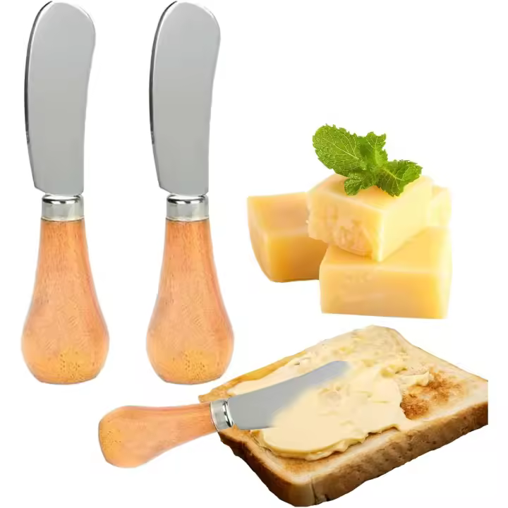 2PCs cuchillos de mantequilla lindo de pie cuchillo de mantequilla mini cuchillos de queso multifunción cuchillo de queso para queso mantequilla Cocina - 1