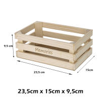 CM - Cajas Decorativas de Madera de Pino Natural. Tamaño: 23,5x15x9,5 cm. Memories. Packs a Elegir de 3 y 6 Cajitas. Para Guardar Objetos o como Adorno y Diseño del Hogar o Jardín - details 0