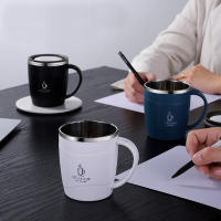 Taza De Café De Acero Inoxidable 304 Con Tapa Y Manija Tumbler Doble Capa Resistente Al Calor Vaso Termo Ecológico Para Bebidas - details 8