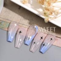 Pegatinas De Uñas 3D Dorado Plateado Estrella Adhesivo Para Manicura DIY Decoraciones Brillantes Estilo Y2K Blanco Cruzado Estrella Luminoso - details 10