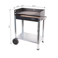 Cofan Barbacoa de carbón con ruedas | Parrilla ajustable | Con ladrillo refractario y asa lateral | Fácil transporte | Gran superficie de asado | Medidas: 56,7 x 36 x 83 cm - details 2
