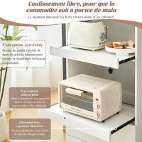 Gabinete de Cocina de 200 cm de Altura, Gabinete de Almacenamiento, Puertas, Cajones, Estante para Microondas, Gabinete Alto con Protección Antiinclinación, Aparador, Gabinete Multifunctional Independiente para Comedor, Sala de estar Blanco - details 2
