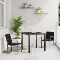 Conjunto de Comedor de Jardín de 3 Piezas con Cojines de Polirratán Negro - details 0