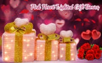 Caja De Regalo Forma De Corazón Rosa Con Luz Para Decoración De Bodas Y Fiestas Decoración De Dormitorio Arreglo De Ambiente! - details 1
