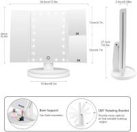 Espejo de maquillaje con 21 luces LED naturales, aumento 3X/2X, baterías/Fuente de alimentación dual USB iluminado espejos cosméticos (blanco) - details 4