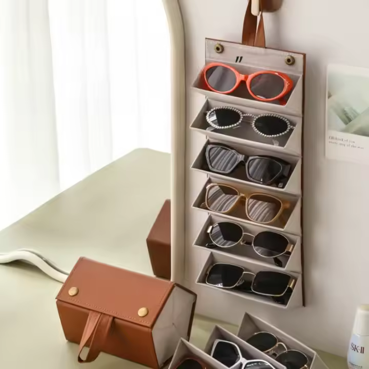 Estuche De Línea De PU Para Gafas Y Solares Portátil Plegable Con 2/3/4/5 Cajas Organizadoras Para Ópticas Unisex - 1
