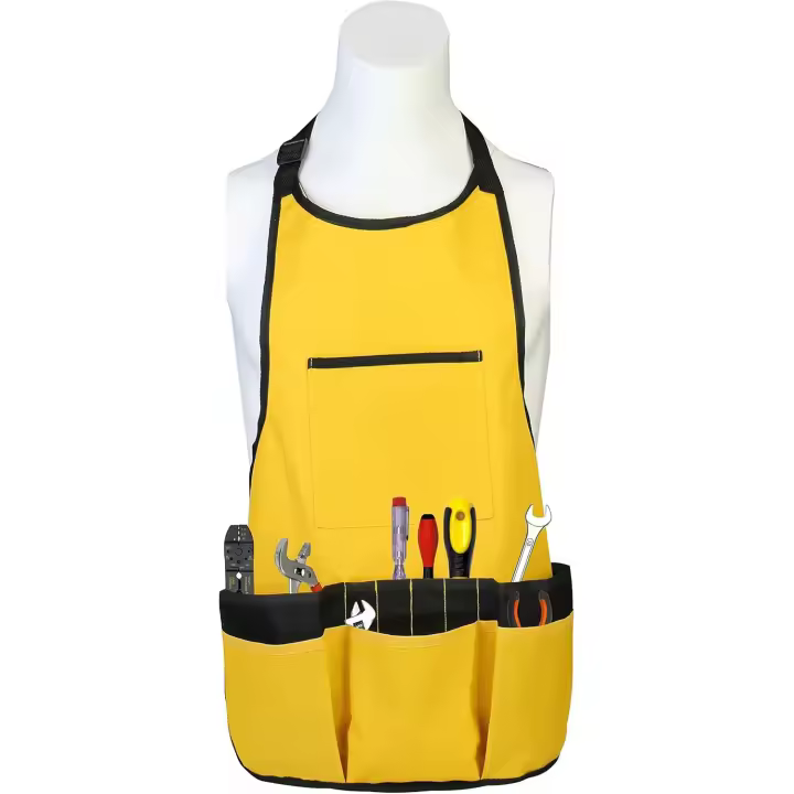 Oxford Cloth Work Apron Garden Apron for Home Garden Waterproof, Heavy Duty Work Apron with Tool Pockets Adjustable up to XXL for Men and Women, Yellow - 1