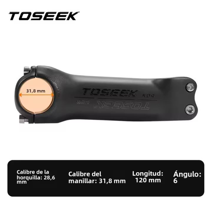 TOSEEK K04 Tornillo De Carbono Para Bicicleta De Montaña 6/17 Grados 31.8mm Handlebar Stems 70/80/90/100/110/120/130mm Negro Mate Piezas De Bicicleta - 1
