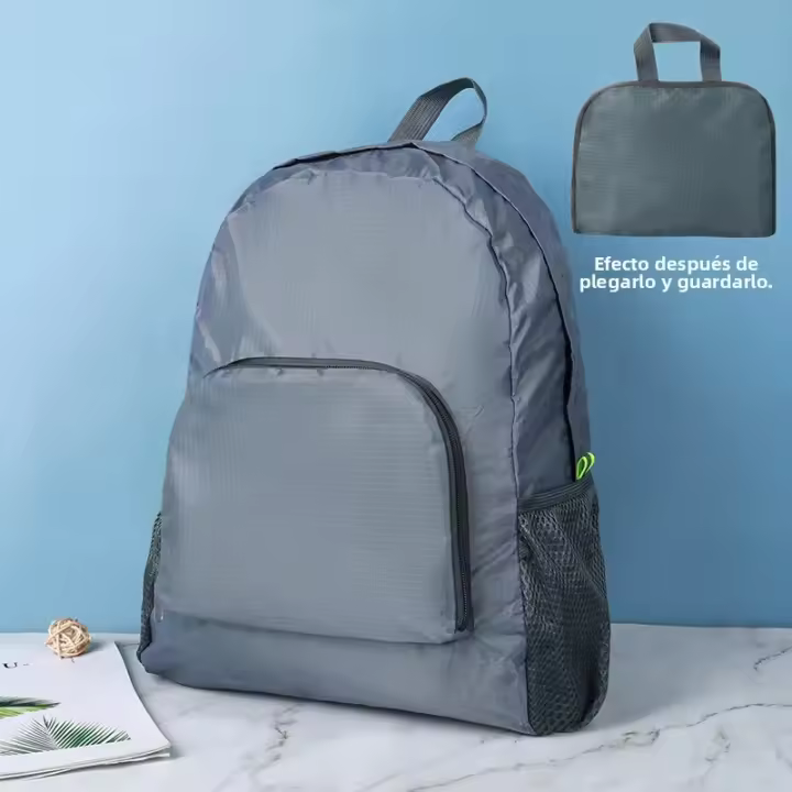 Mochila De Viaje Al Aire Libre Impermeable Plegable Y Ligera De Gran Capacidad Para Mujer Estilo Casual Sin Capa De Químicos Peligrosos - 1
