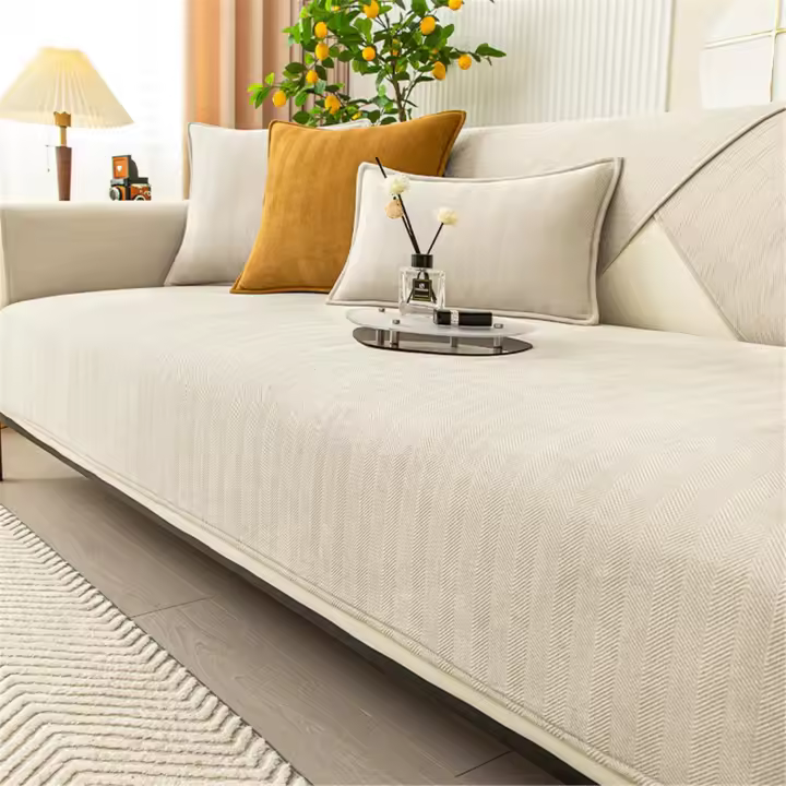 Funda para Sofás Chaise Longue Funda Cubre Sofá Brazo Derecho/Izquierdo Antideslizante Lavable Funda Protectora de Sofás para Forma L (Beige,70x70cm) - 1