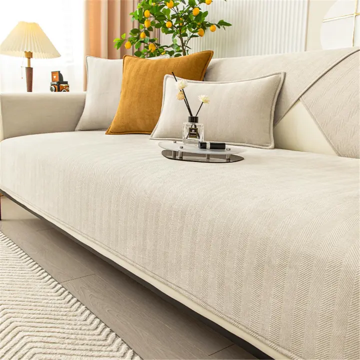 Funda para Sofás Chaise Longue Funda Cubre Sofá Brazo Derecho/Izquierdo Antideslizante Lavable Funda Protectora de Sofás para Forma L (Beige,70x70cm) - 1