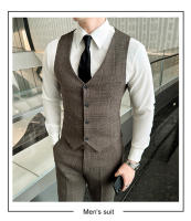 Traje De Tres Piezas Para Hombre Estilo Coreano Moda Ajustada Formal Boda Elegante Conjunto Chaqueta Pantalón Cuello Redondo - details 19