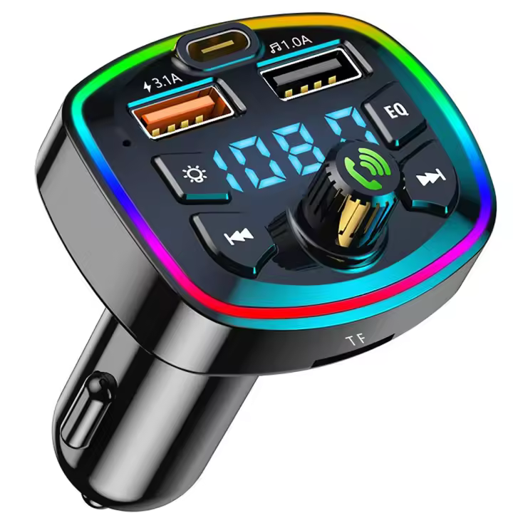 Transmisor FM Bluetooth Coche Accesorios Coche Manos Libres Coche Bluetooth,Adaptador Bluetooth Coche Radio Coche Bluetooth Bluetooth Coche mechero Carga Rápida Soporte TF y USB - 1