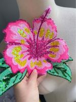 1 Pieza De 26CM Pétalos De Flor Con Lentejuelas Rosa Brillante Para Vestido De Noche Traje De Baño DIY Aplicación En Ropa - details 2